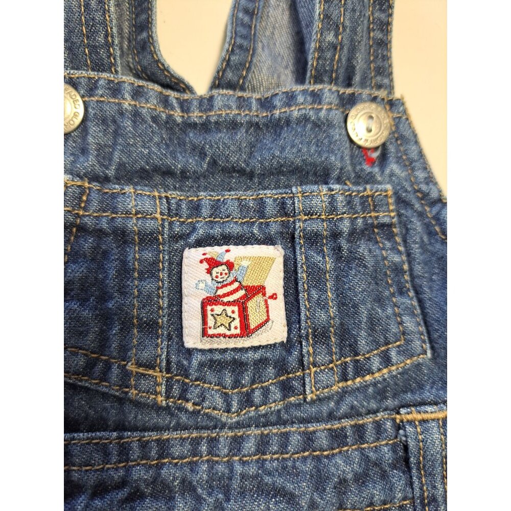 Vtg Baby Denim Overalls Jack-In-The-Box Patch & Snap Closures Boys 0/3 Months - Picture 2 of 8